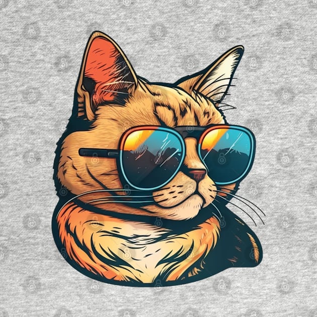 Cute Cat Wearing Sunglasses by Cute Pets Stickers